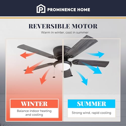 Ceiling Fan with Light and Reversible Blades - Matte Black / Gray Cedar, 52 Inch