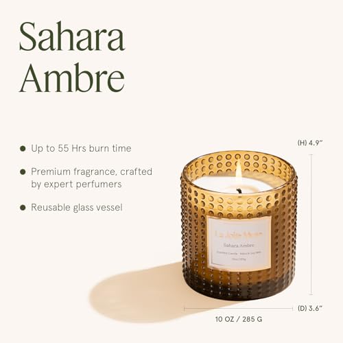 Sahara Amber Scented Candle - 10 oz Soy Wax with Autumn Fragrance, Cozy Home Decor