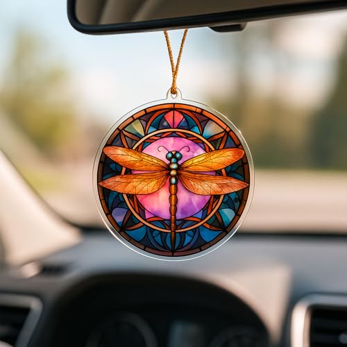 Musemory Dragonfly Sun Catcher Ornament - Stained Glass Style Hope & Transformation Decor