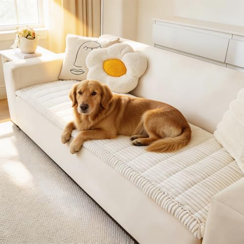 Awjcsv Washable Pet Couch Cover for Dogs, Non-Slip Sofa Protector, White, 27.6" x 59"