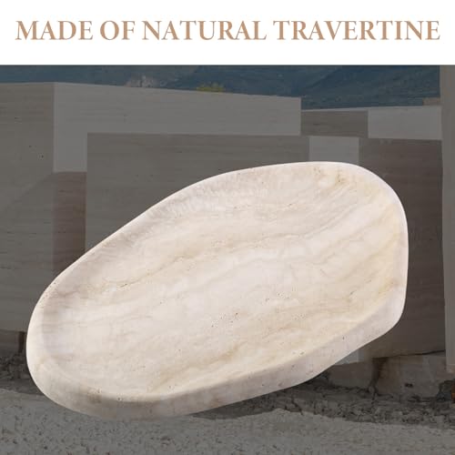 Travertine Yellow Cloud-Shaped Marble Vanity Tray for Jewelry Perfume & Keys - 10x7 Inches