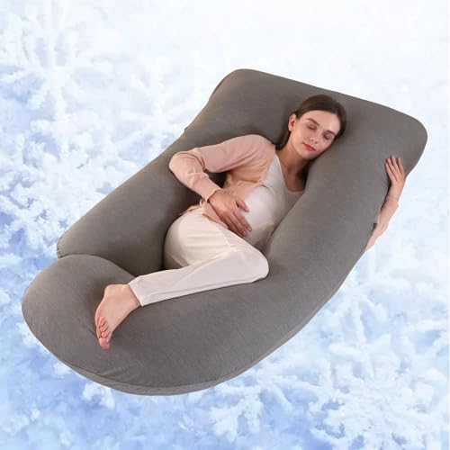 ALLOPERA Full Body Pregnancy Pillow 57 Inch with Cooling Cover - Maternity Support Cushion