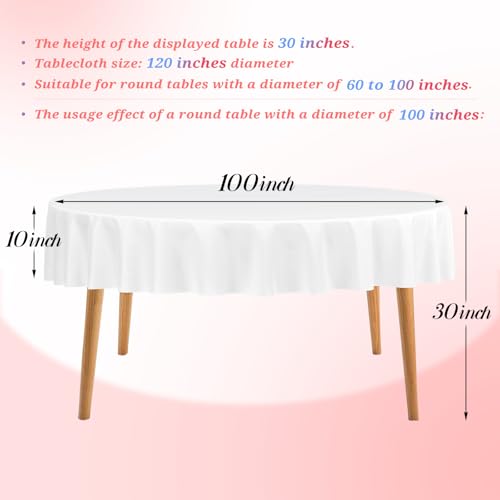 12-Pack White Round Tablecloths 120 Inch Washable Polyester for Weddings & Events - Variation of THIS listing