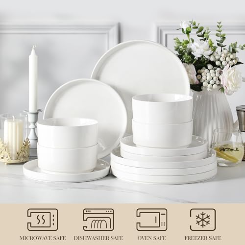 Ivory White 12-Piece Porcelain Dinnerware Set for 4 - Chip & Scratch Resistant