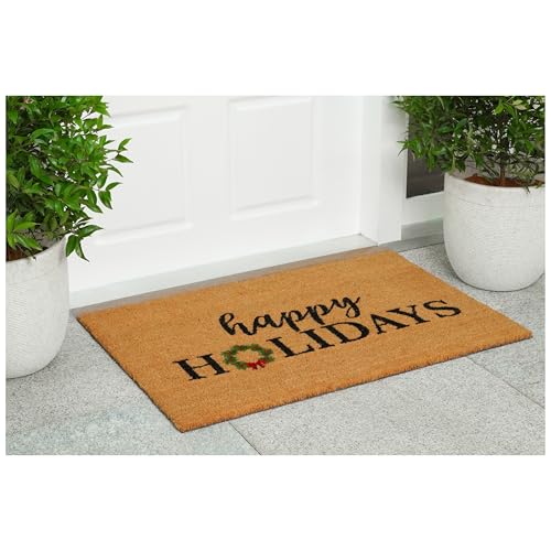 Calloway Mills Christmas Wreath Doormat 24x36 Durable Coir Holiday Rug