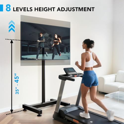 AX WABER 13-50 Inch Mobile TV Floor Stand - Adjustable Height & Tilt, Holds Up to 77lbs, VESA 200x200mm