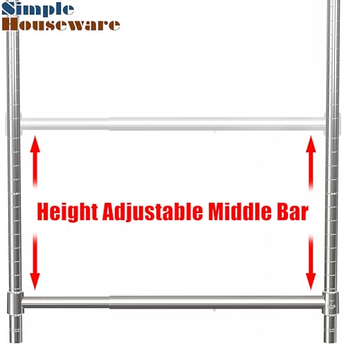 Simple Houseware Adjustable Closet Hanging Rod, Chrome - 2 Pack
