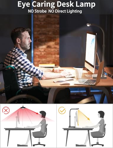 Black Double-Head LED Desk Lamp for Home Office & Study - 24W Architect Light with Adjustable Gooseneck