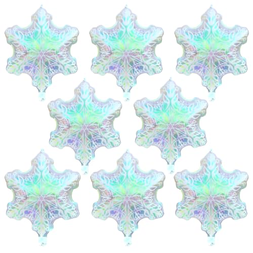 Snowflake Balloons 8-Pack Iridescent Winter Party Decorations