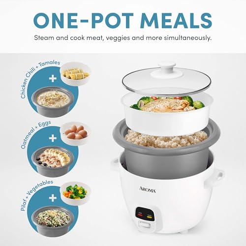AROMA® 20-Cup (Cooked) One-Touch Rice Cooker and Food Steamer with