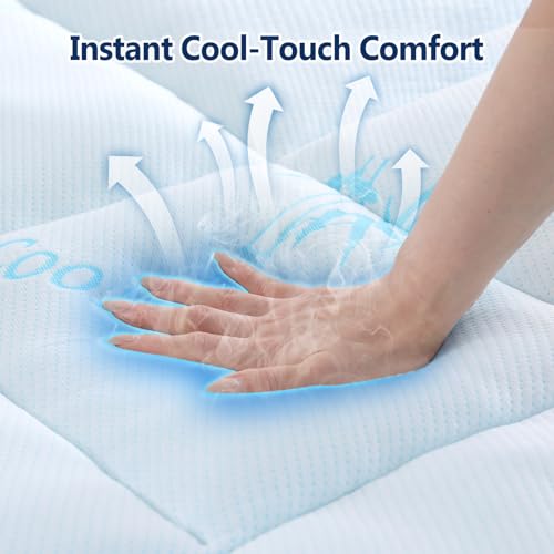 Waterproof Cooling Twin Mattress Topper - Breathable Gel Memory Foam & Plush Support