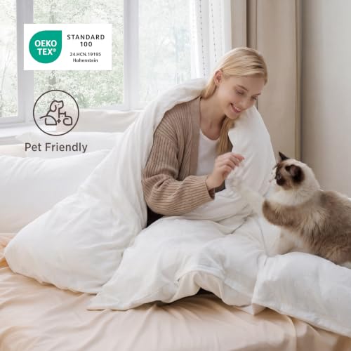 Bedsure King Prewashed Duvet Cover Set with Zipper Closure - White, 104x90 Inches