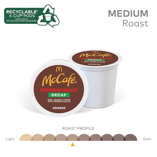 McCafé Premium Roast Decaf K-Cup Pods - 24 Count (Pack of 4) - Recyclable, Medium Roast Arabica Coffee for Keurig