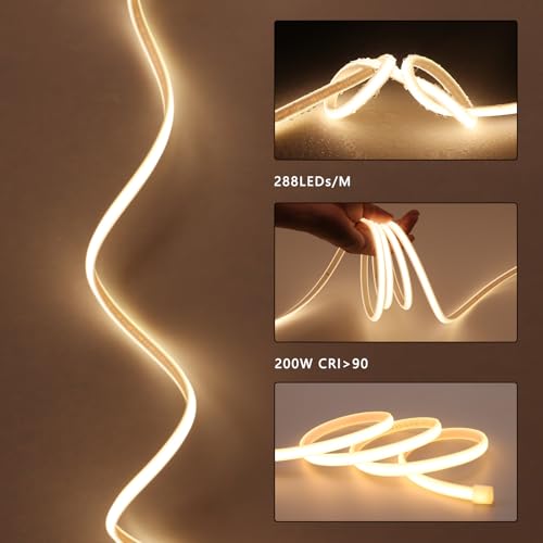 Outdoor COB LED Strip Lights Waterproof 65.6ft 200W Warm White