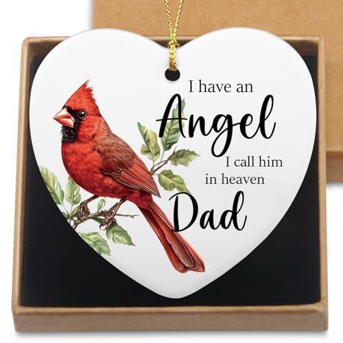 Fmeklaht CO072 Sympathy Memorial Ornament for Loss of Dad Heart-Shaped Christmas Decor