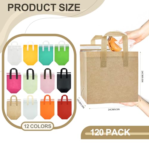 Insulated Take Out Bags Bulk 120 Pack - Hot Cold Food Delivery Cooler Bags