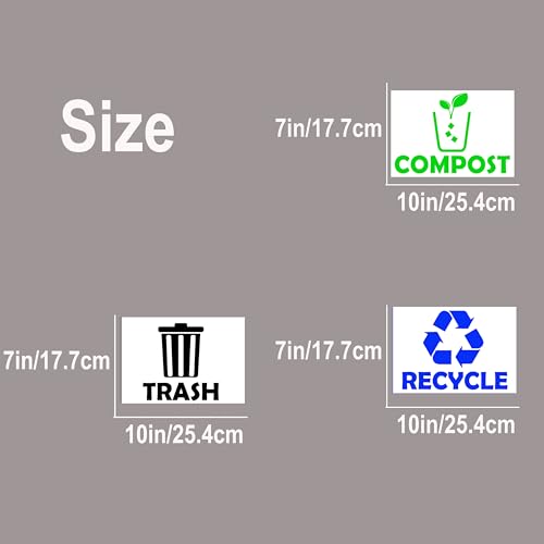 XTRAYXRAY Recycle, Trash & Compost Stickers Set of 3 10x7 inch Vinyl Decals