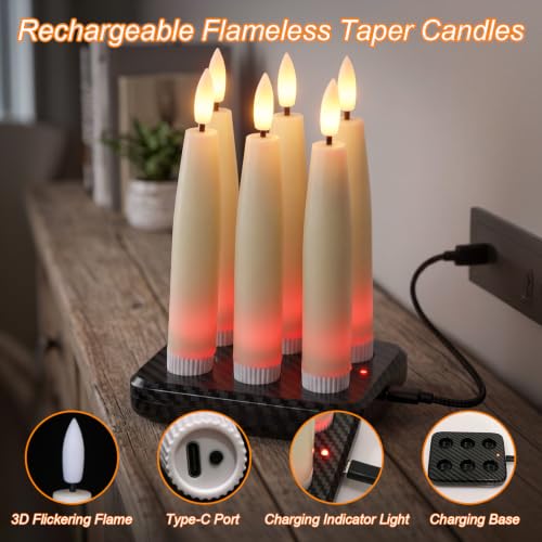 GenSwin Rechargeable Flameless Taper Candles Charging Base 2 Remote