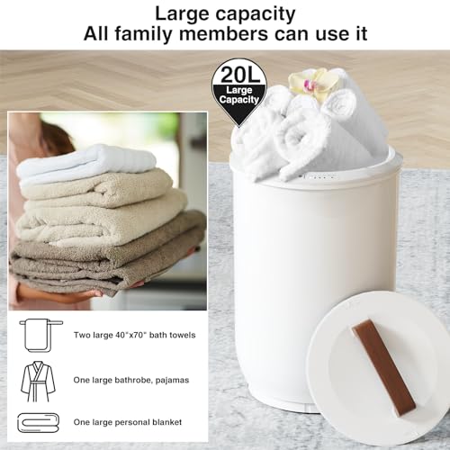 SAMEAT White Large Electric Towel Warmer Bucket – Auto Shut-Off, Fits 2 Oversized Towels