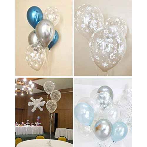 100PCS Christmas Snowflake Latex Balloons - Winter Wonderland/Xmas/Holiday Birthday Wedding Baby Shower Party Decorations Supplies Favors Clear Snowflakes Decor