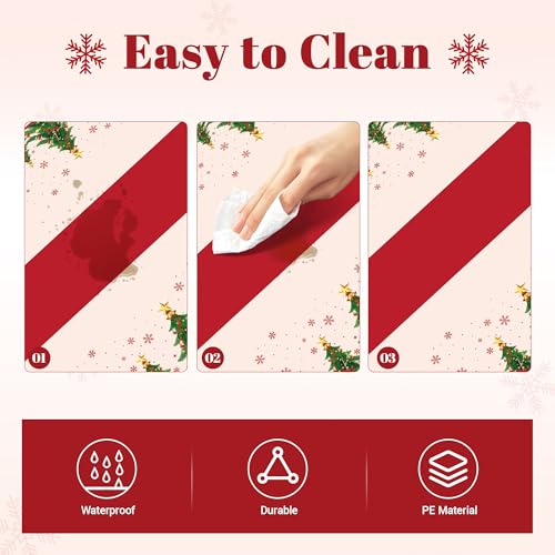 Christmas Disposable Tablecloths, 2 Pack Plastic Table Covers for Rectangle Tables 54 x 108 Inch, Tree Tablecloth Decorations for Party Supplies, Home, Indoor, Outdoor