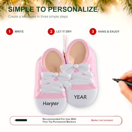 MAXORA Baby Christmas Ornament - Personalized First Christmas Shoe