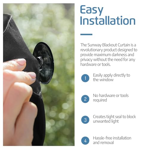 Portable Blackout Curtain with Suction Cups - Thermal Insulated Shade for Windows, Travel & Nursery - 66 x 51 Inches