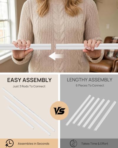 EZFurni No-Twist Tension Curtain Rod 82-123 Inches White No Drilling