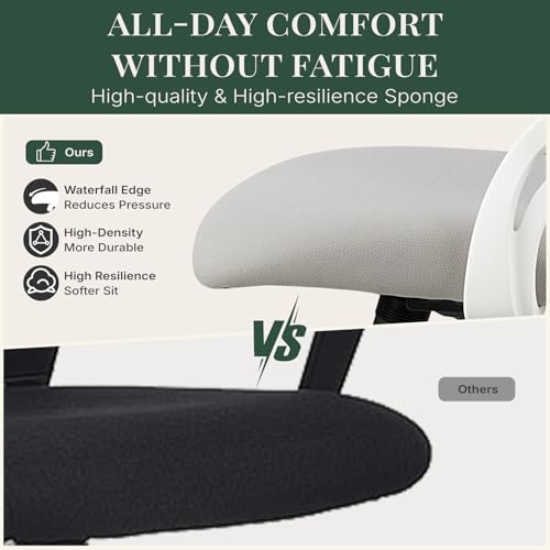 Mesh Office Chair with Lumbar Support & Flip-Up Armrest - Grey
