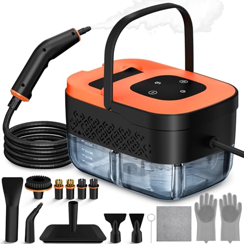 Portable Handheld Steam Cleaner with 16 Accessories - Light Orange