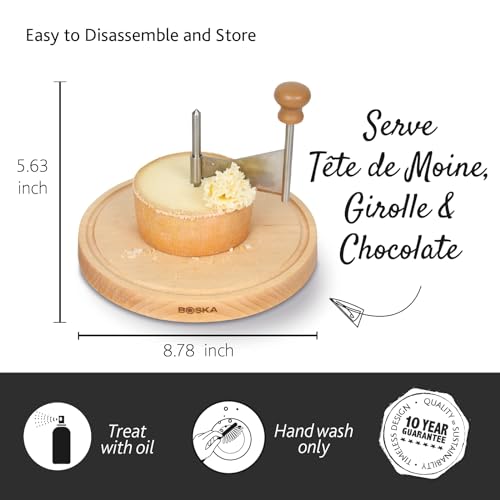 BOSKA Cheese Curler Geneva Beech - Original Cheese & Chocolate Shaver for Tête de Moine