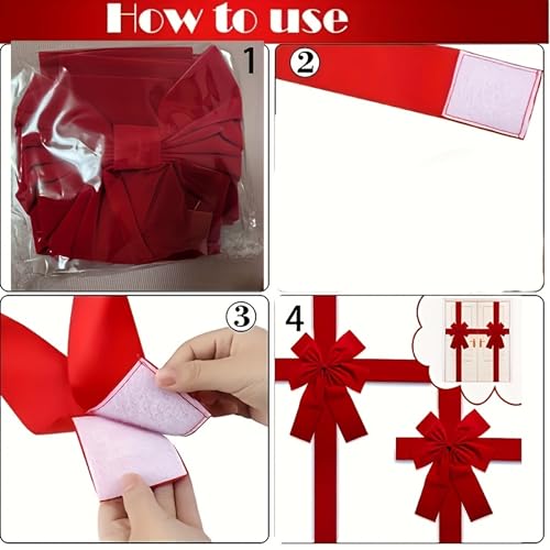 RSN 14 Ft Large Red Christmas Door Ribbon Bow—Front Door Decor, One Size