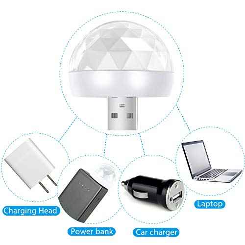 Frienda 8 Pcs USB Mini Disco Ball Lights Christmas Party Stocking Stuffer Sound Activated DJ Stage Strobe Lights Portable LED Car Atmosphere Light for Xmas Karaoke Bar Home(Hemicycle Style)