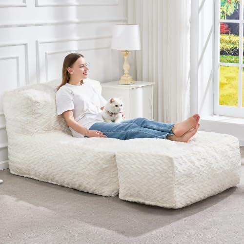 Giant Bean Bag Chair Sofa for Adults - Snow White Large Lounger