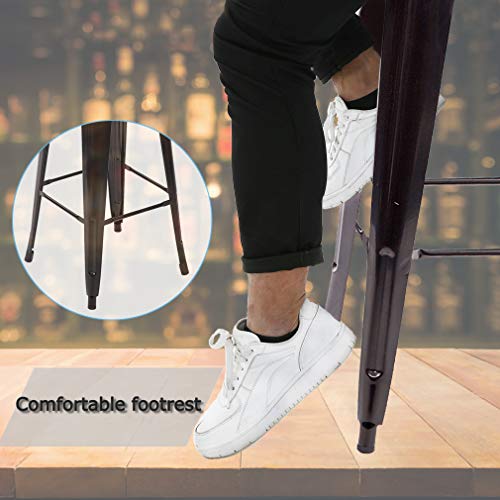 FDW Adjustable Metal Bar Stools Set of 2 - Stackable Black Kitchen & Patio Chairs