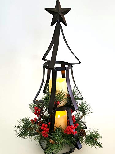 Rustic Lighted Christmas Tree with Flameless Candles - 1.5ft Holiday Centerpiece