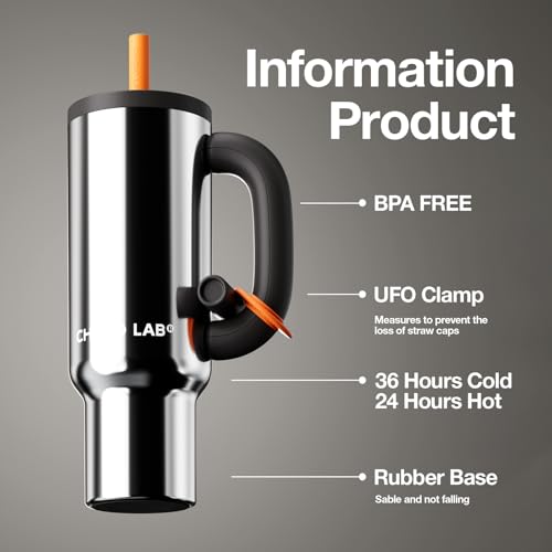 Insulated 33oz Travel Water Bottle with Handle & Straw - Silver