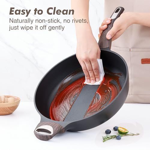 SENSARTE 12-Inch 5 Qt Nonstick Frying Pan with Lid, Black, Induction Compatible