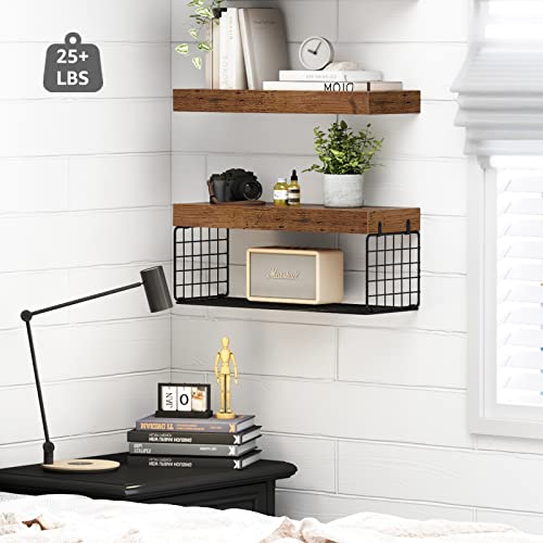 Over Toilet Wall Mounted Bathroom Shelves Set of 2 - Brown, 15.7 Inch