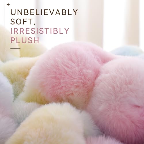 Smoofy Rainbow Faux Rabbit Fur Throw Blanket 50x60 in Bubble Texture for Couch