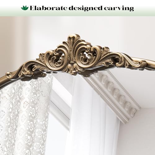 Vintage Gold Mirror 36x24 Inch Arched Wall Mirror Antique Brass Frame - Retro Gold Variation