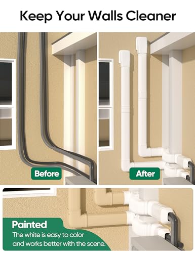 4-Inch 23Ft Mini Split Line Set Cover Kit - Paintable PVC Cable Hide
