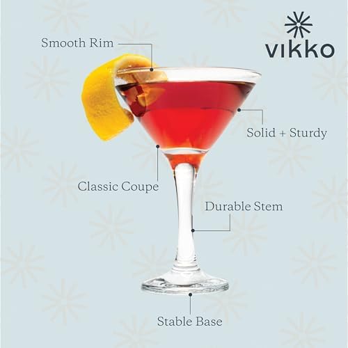 12-Piece Martini Glass Set - 5.2 Ounce Elegant Cocktail Stemware - Pack of 12