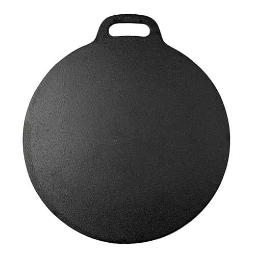 Victoria 12-Inch Cast Iron Tawa Dosa Pan with Loop Handle, Seasoned Cooking Skillet