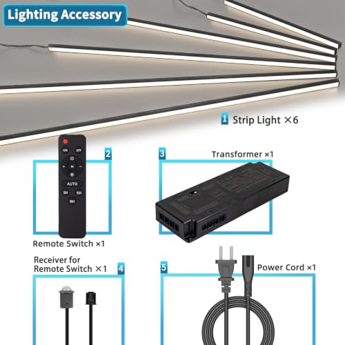 Art3d Black Recessed LED Strip Light Kit with Smart Touch Switch, 6-Pack