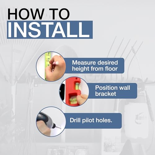 Garage Tool Storage Rack Wall Mount for Garden Tools & Heavy Equipment - Tool Rack Variation