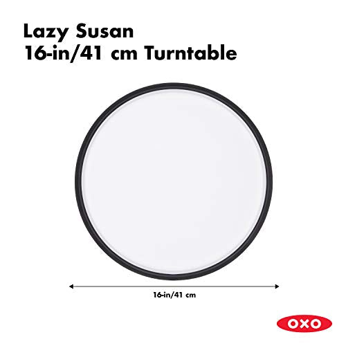 16-Inch Lazy Susan Turntable with Non-Slip Lip & Deep Edges - Kitchen Organizer