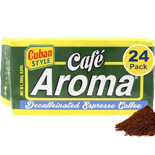 Café Aroma Decaf Dark Roast Espresso Ground Coffee, Authentic Cuban