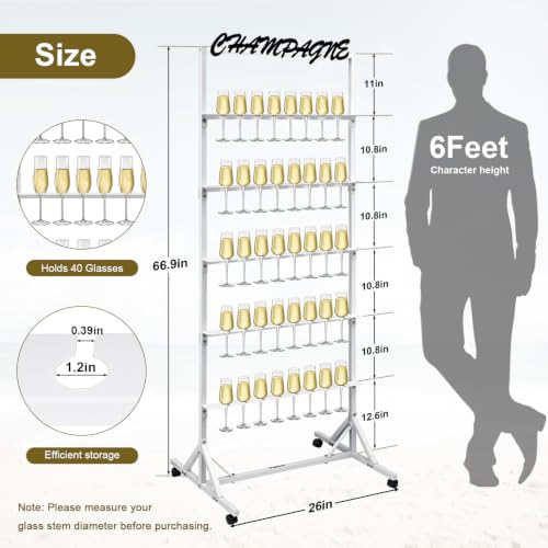 Champagne Wall Holder Stand for Party & Wedding Display, 5-Tier Metal Flutes Rack