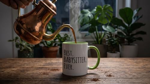 Best Babysitter Ever 11oz Two-Tone Green Mug – Childminder Gift, 3dRose